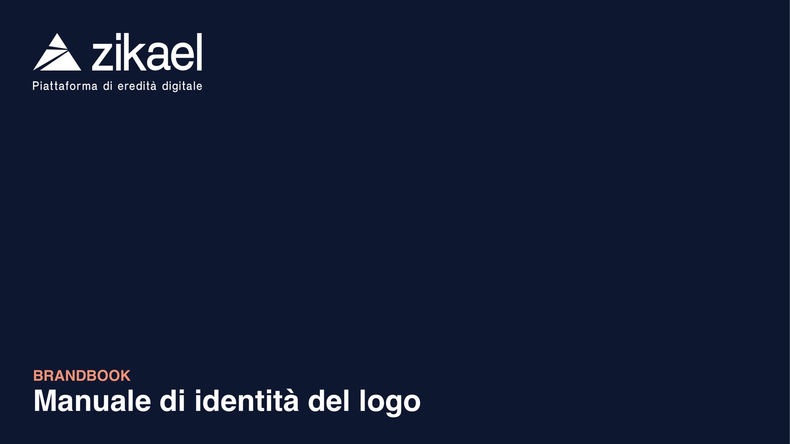 Copertina del brandbook Zikael: Manuale di identità del logo